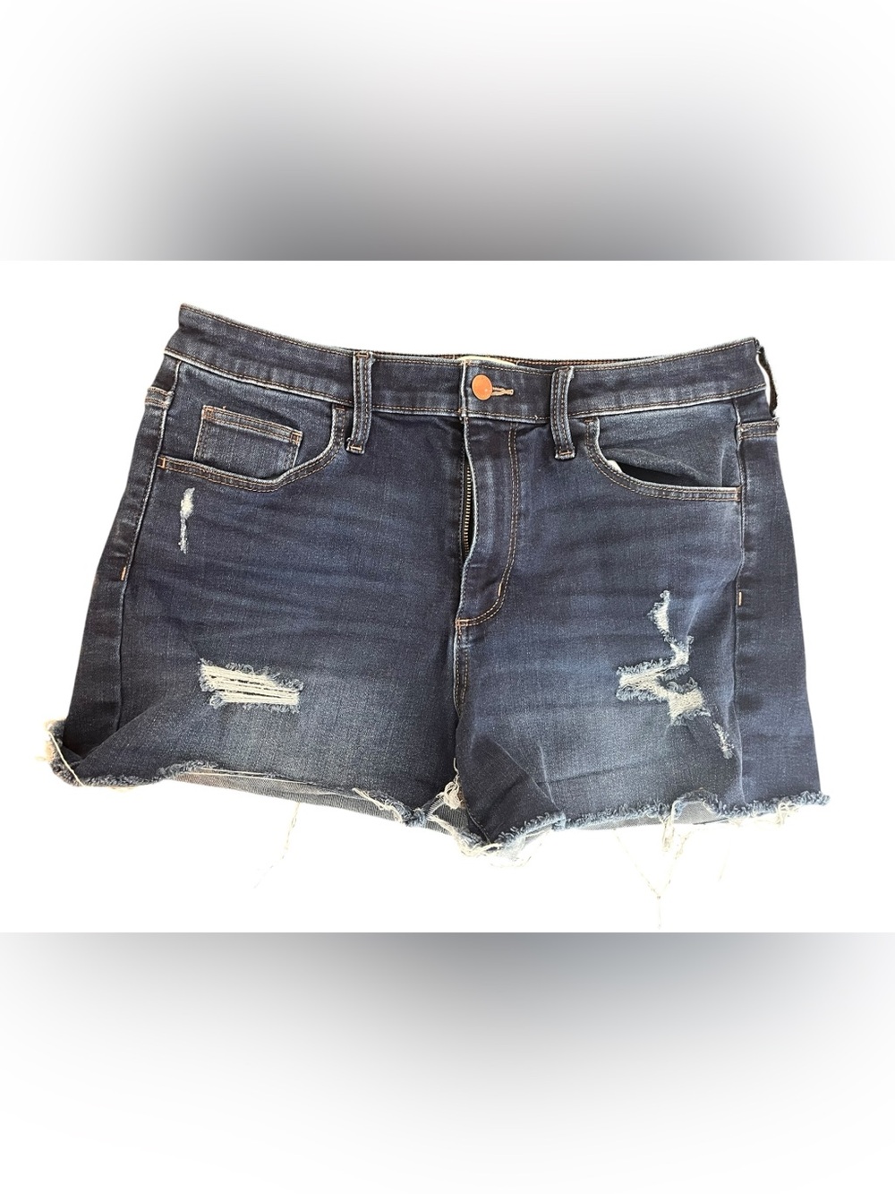Universal Thread Women’s Size 12 High Rise Midi Distressed Denim Shorts
